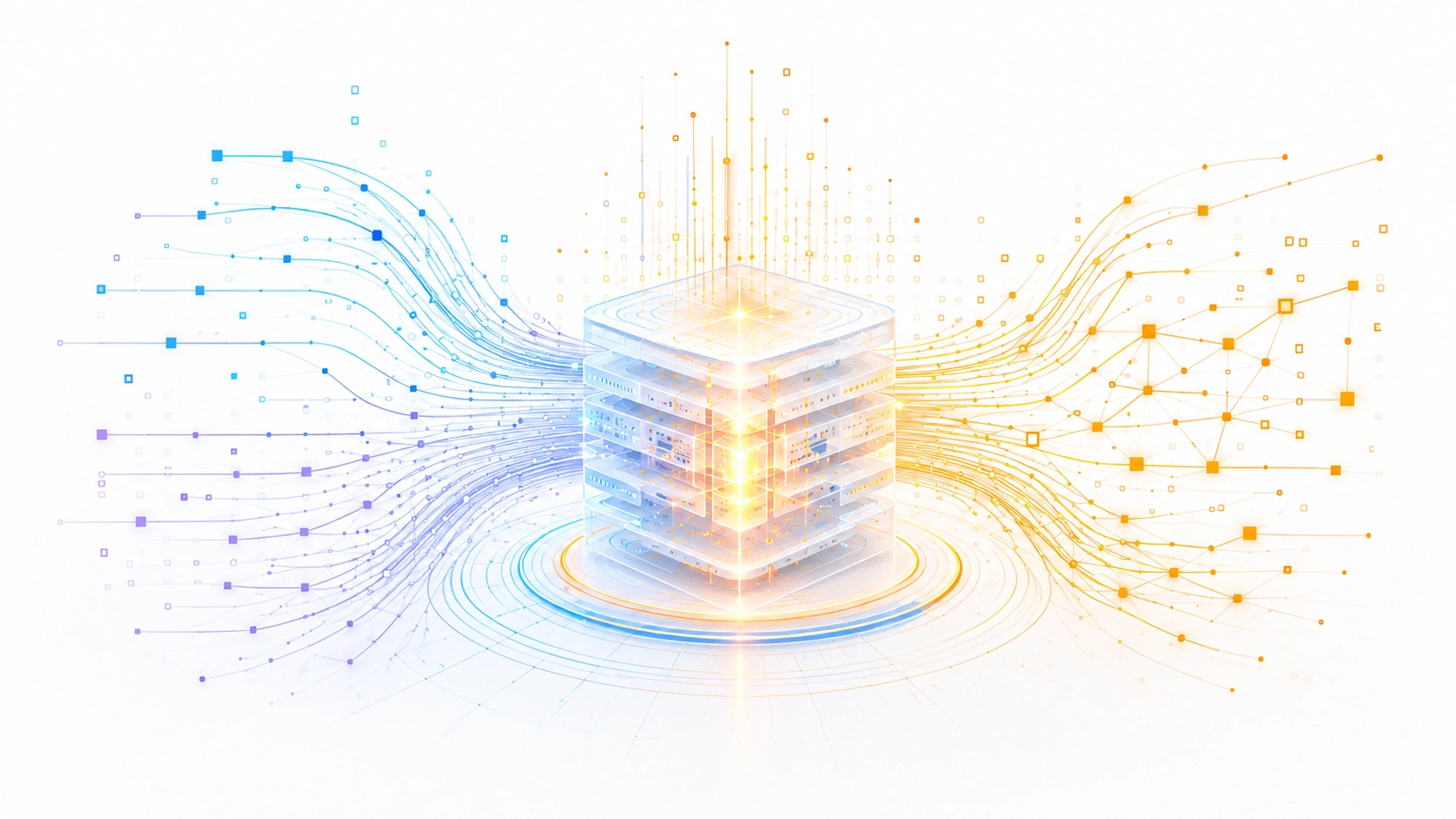Multimodal signals flowing into a model core and emerging as decisions